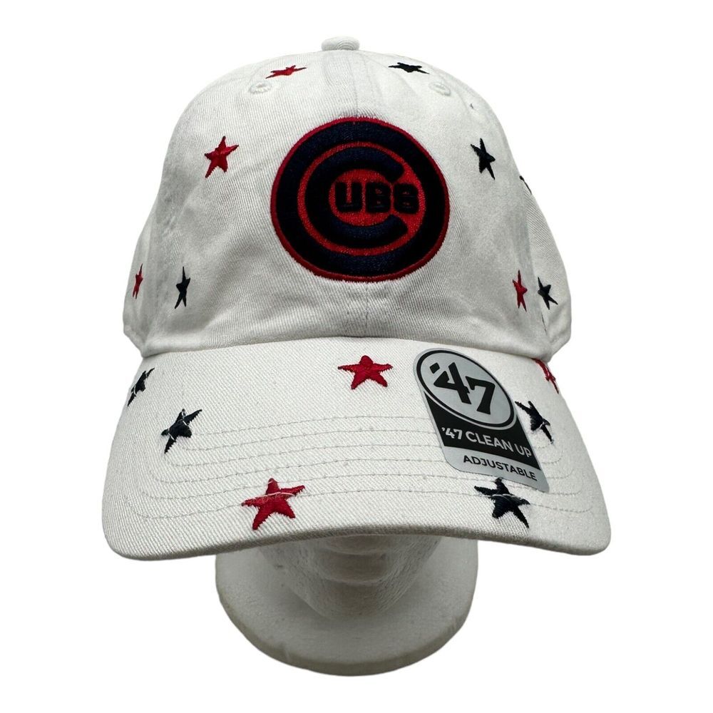 '47 Clean Up Chicago Cubs Hat Cap Women's Baseball MLB Confetti Stars Patriotic